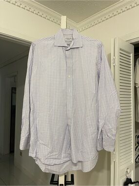 Ledbury Men's Light Blue Windowpane Dress Shirt